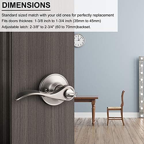Knobonly Privacy Door Lever Handles 2-Pack RightLeft Handed Satin Nickel Finish