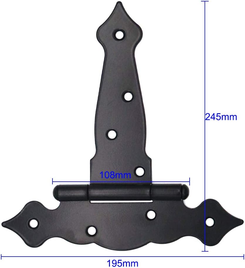 2 Pieces NUZAMAS Heavy Duty T-Strap Shed Hinges and Self-Locking Latch Set