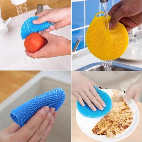 Borsicge 12-Pack Silicone Dish Scrubber BPA-Free Reusable Kitchen Essential for Tough Cleaning Jobs