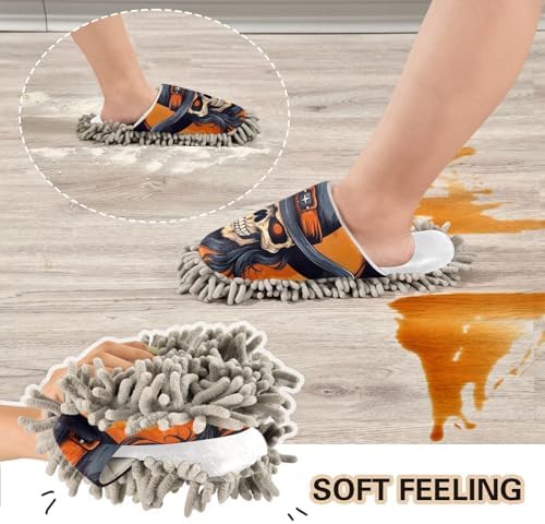 White Cowboy Skull Mop Slippers Perfect for Your Kitchen Floor