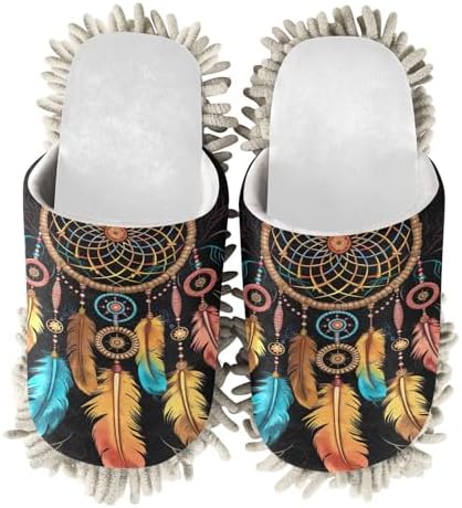 Cozy Durable White Watercolor Dreamcatcher Mop Slipper for Wood Floors