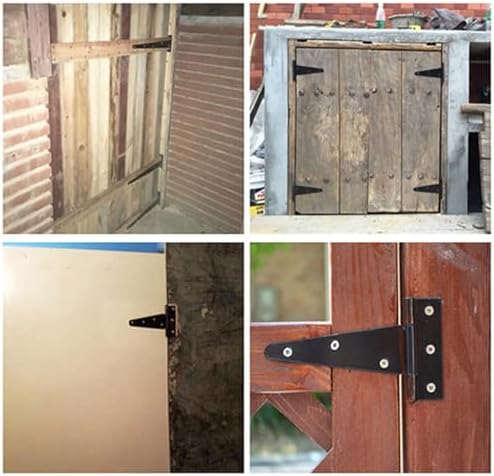 Hemoton 2-Inch T-Strap Hinges for Barn Shed Yard Doors Heavy Duty Black Barn Door Hinges for Fences Beyond