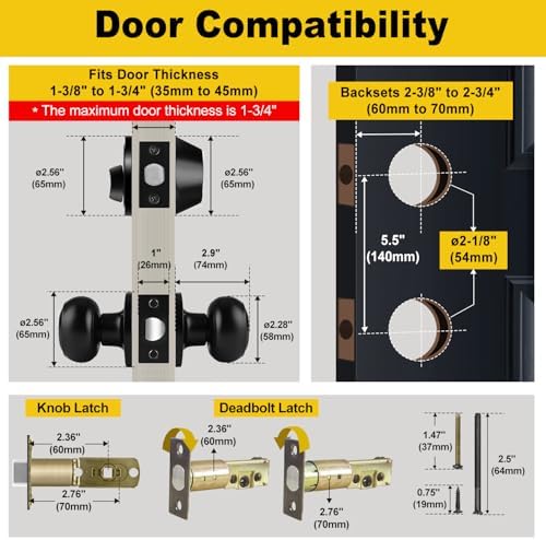 CML Hardware - Keyed Entry Deadbolt Door Lock and Passage Knob Combo Set