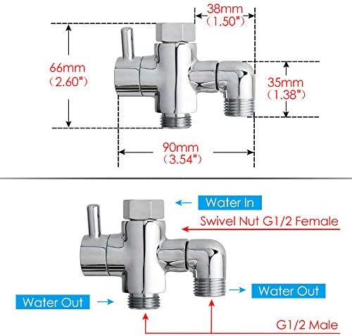 Adjustable 3-Way Brass Diverter for Showers and FixedSystems
