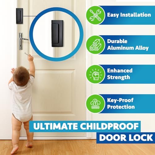 DwellGood Door Locks 2-Pack - 800 lb Force Aluminum Security Locks