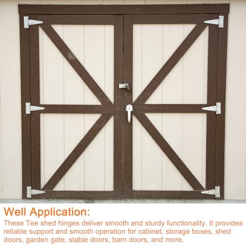 6Pcs T-Strap Door Hinges White Zinc