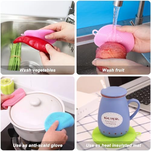 MISSJOJIAY silicone dish scrubber reusable kitchen tools for fasting cleaning