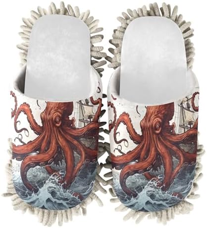White Ship Octopus Mop Slippers
