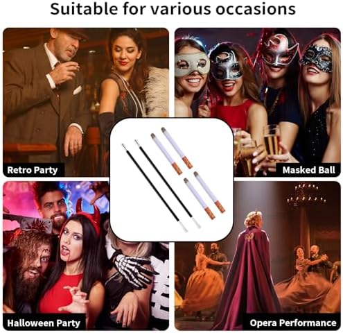 Clezen 2 Lengthy Cigarette Holders 4 Fake Puff cigarettes for Halloween Women Costumes