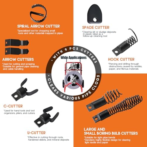100FT Electric Drain Cleaner 38 with SafetyGuarantees for Plumbing Needs