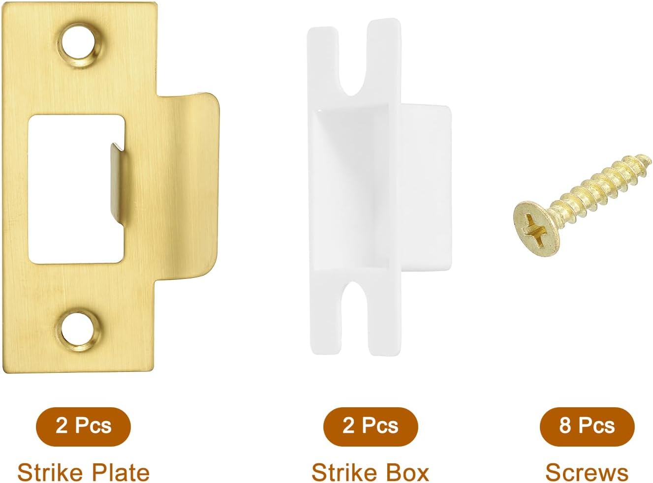 Replaced70mm x 403mm Stainless Steel Door Strike Plate Set of 2 with 28mm Latch Hole for Home UseGold