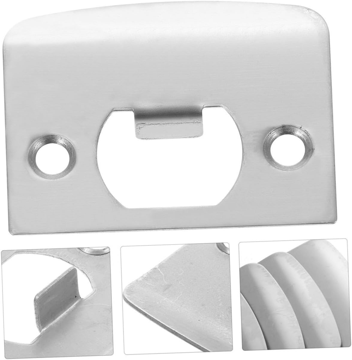 4-PC Set of Stainless Steel Deadbolt Strike Plates for Adjustment Door Latches with D-Shaped Design