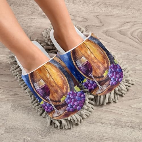 Cozy White Grapes Purple Mop Slippers Soft Eco-Friendly