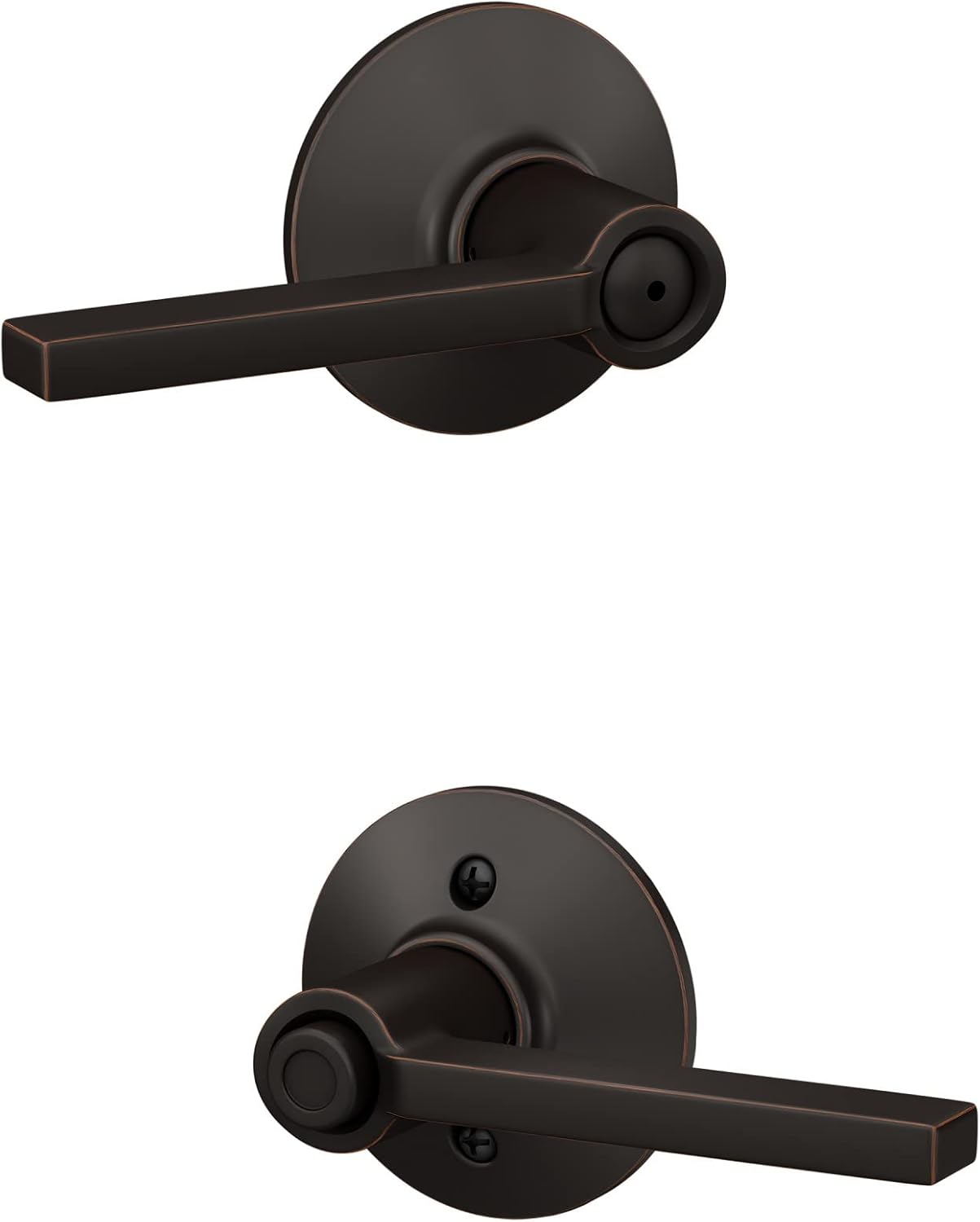 Schlag F40 LAT 716 Latitude Door Lever Aged Bronze - Secure Bed Bath Privacy Lock
