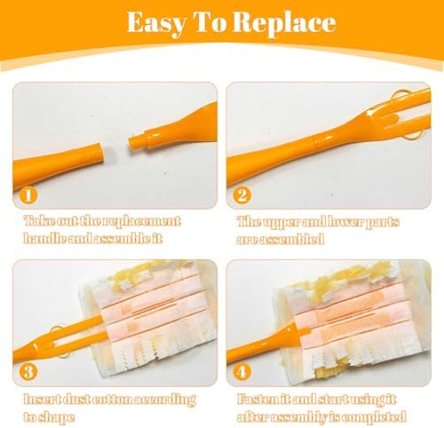 100 Extendable Swiffer Duster Handle Set 3-Piece Replacement 100 Pure Orange