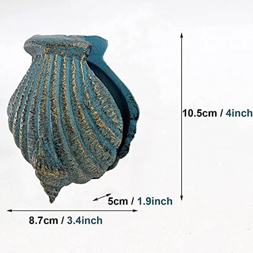 Vintage Front Door Door Knocker Green Shell-Shape Rustic Cast Iron for Cottage Home