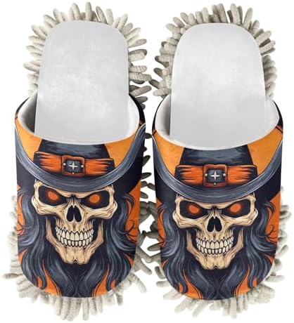 White Cowboy Skull Mop Slippers Perfect for Your Kitchen Floor