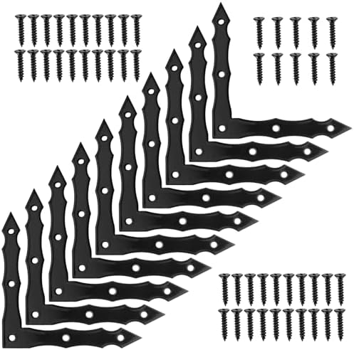 Decorative Corner Brackets Rustic Black 10-Piece Barn Door L-Shape Corner Brace Bracket for Home Outdoor Use