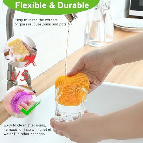MISSJOJIAY silicone dish scrubber reusable kitchen tools for fasting cleaning