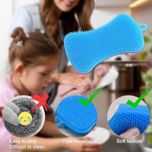 6-Pack Silicone Dish Sponges Multi-Functional Durable