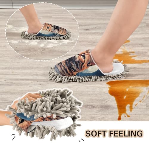 RunningBear White Moon Cat Mop Slippers for Easy Floor Cleaning
