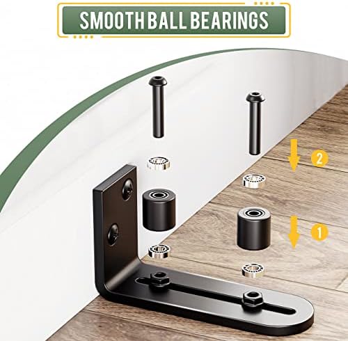 Smartsmith Two-Piece Barn Guide for Doors Smooth Glide Ball Bearings Frame Durable Steel Door Hardware Black