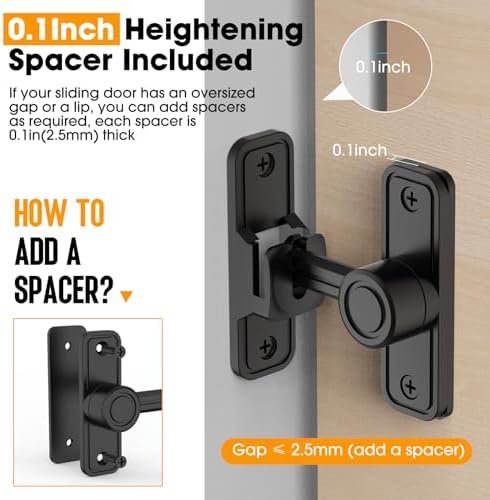 Quick-Install Barn Door Locks for Home Garden - Black 2-Pack