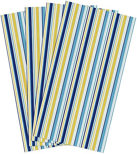 ZOE GARDEN Yellow Blue Stripe 4-Piece Kitchen Towels Microfiber Quick Dry Durable Kitchen Bathroom Use