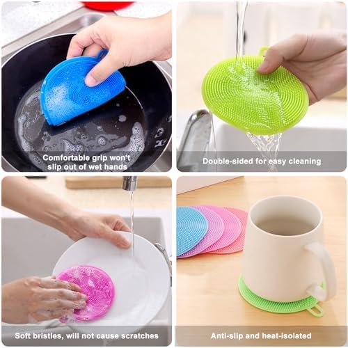 MISSJOJIAY silicone dish scrubber reusable kitchen tools for fasting cleaning