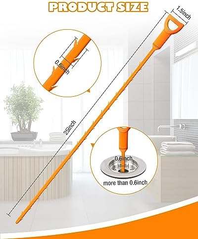 VILINLEE 25 Inch Drain Snake 6 Pack Clog Remover Tool