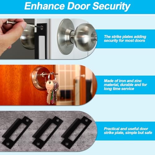 Haiabei 6Pcs 4-78 Universal Door Strike Plate Replacement for Wood and Metal Door Frames