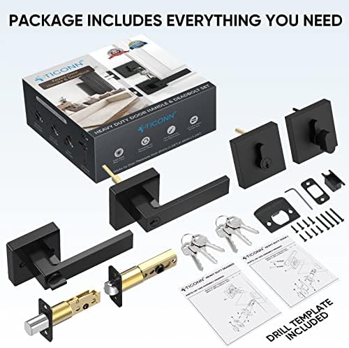 Sturdy Matte Black Door Handle Set for Modern and Rust-Resistant Design