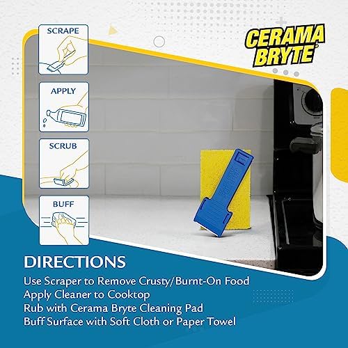 Perfectly Clean - Cerama Bryte 3x Scraper 3x Pad Kit for Glass Cooktop Stove Top Cleaning