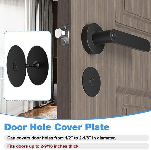 Door Hole Cover Plate 2-58 Dia Matte Black 2-Pack