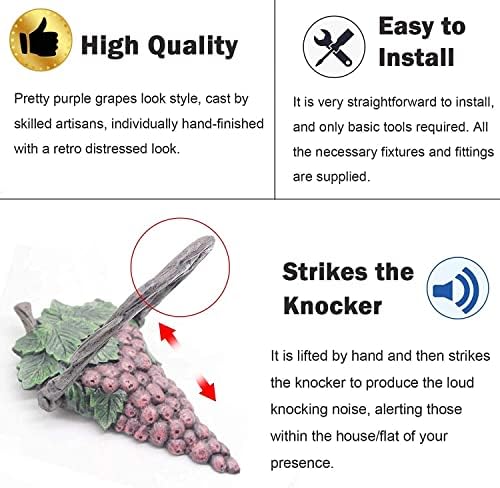 Vintage Door Knocker - Front Door Decor piece with Cast IronPurple Grape Handle