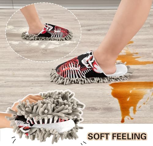 White Skull Office Mop Slippers