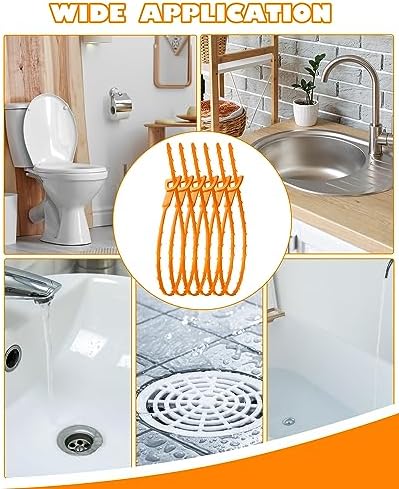 VILINLEE 25 Inch Drain Snake 6 Pack Clog Remover Tool