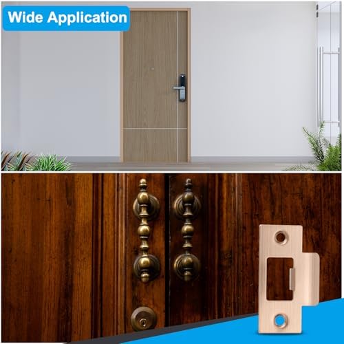 Sturdy 2 Pack Door Lock Strike Plate Set Interior Exterior Door Security Technical Grade Bronze