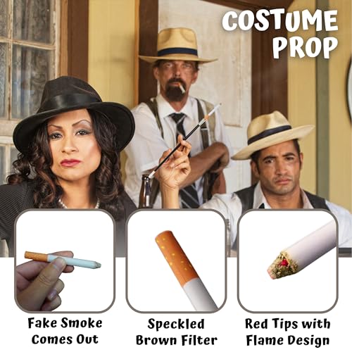 2 Long Cigarette Holders 2 Fake Puff Cigarettes for Halloween Accessories