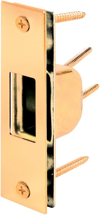 Prime-Line U 9539 4-78 Inch Steel Brass Plated Security Box Strike Plate for Hinged Doors