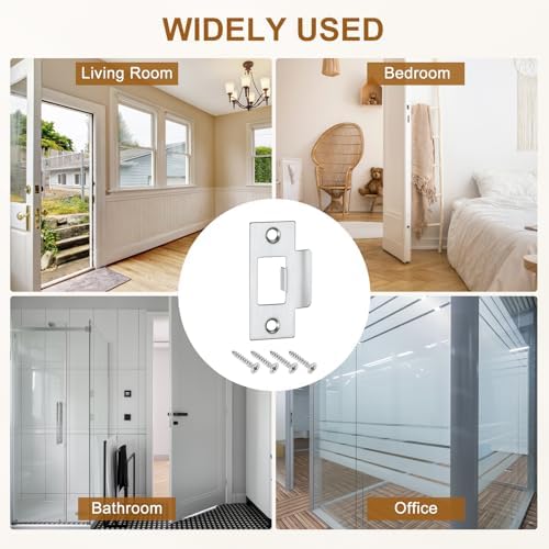 Uxcell Stainless Steel Door Strike Plate Replacement 4pc Set Perfect for Door Latches