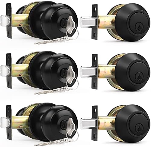 Upgraded Entry Door Knobs Deadbolt Set with Identical Keys for Home Use