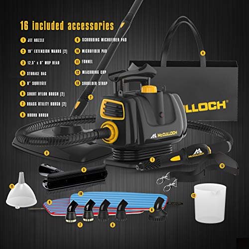 McCulloch MC1270 Steam Cleaner with Floor Mop and 16-Piece Kit
