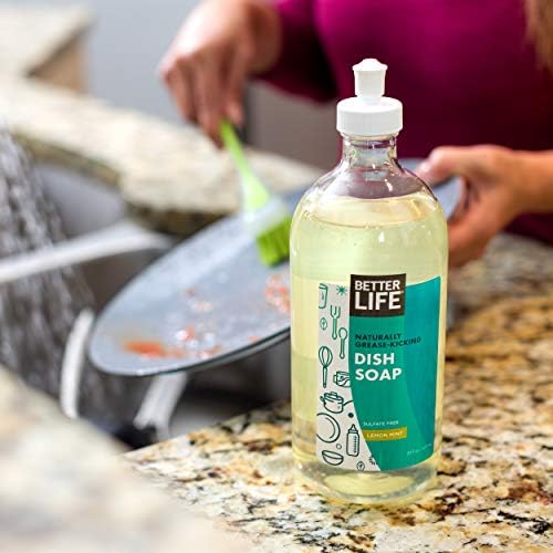 Better Life Lemon Mint - 22oz - Eco-Friendly Liquid Dish Soap wVitamin E Aloe for Home Kitchen Sink