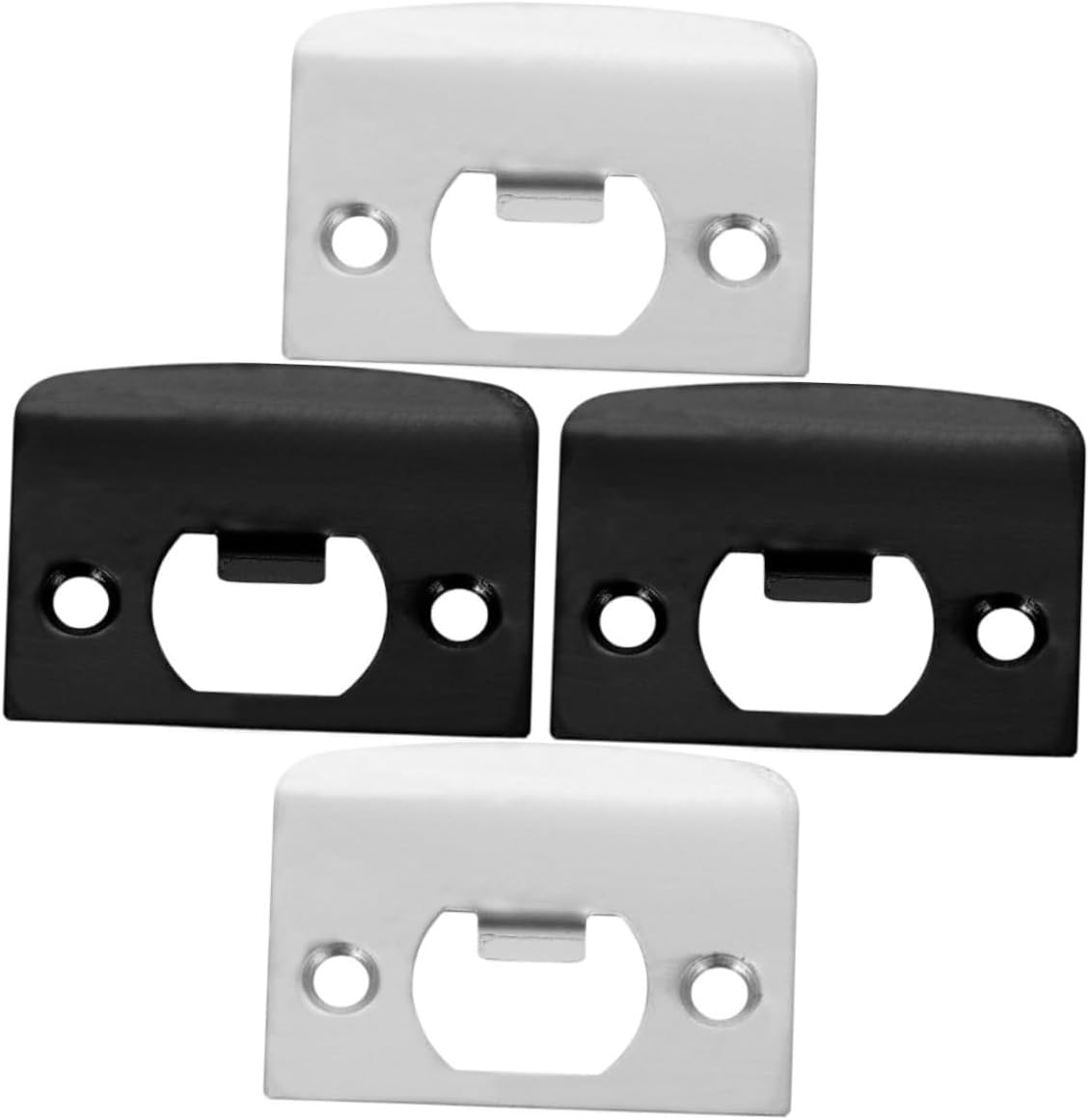 4-PC Set of Stainless Steel Deadbolt Strike Plates for Adjustment Door Latches with D-Shaped Design