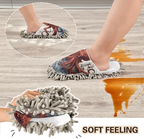 White Ship Octopus Mop Slippers