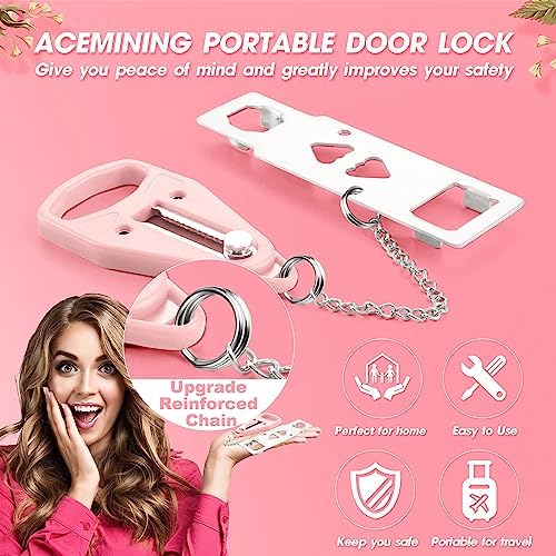 AceMining Portable Door Lock Pink 2-Pack