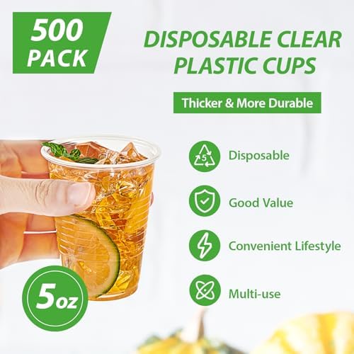 Lilymicky 500 Pack 5 oz Clear Plastic Cups