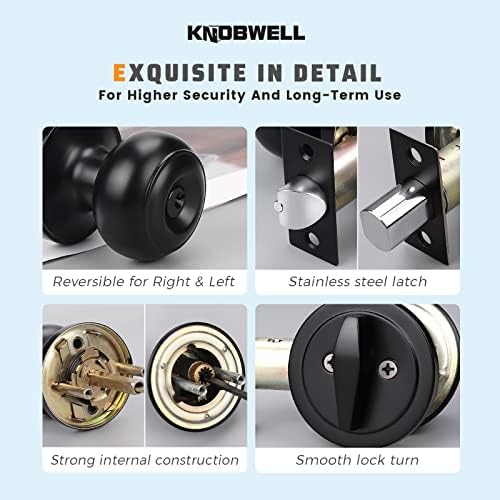 KNOBWELL Secure Front Door Knob Set for Home Commercial Use