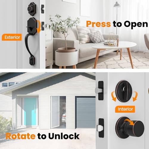 HOSOM Front Door Handle and Deadbolt Set